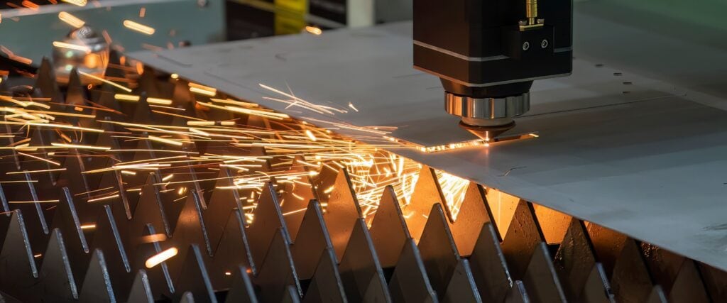 Nahaufnahme der Faserlaserschneidmaschine Schneidmaschine