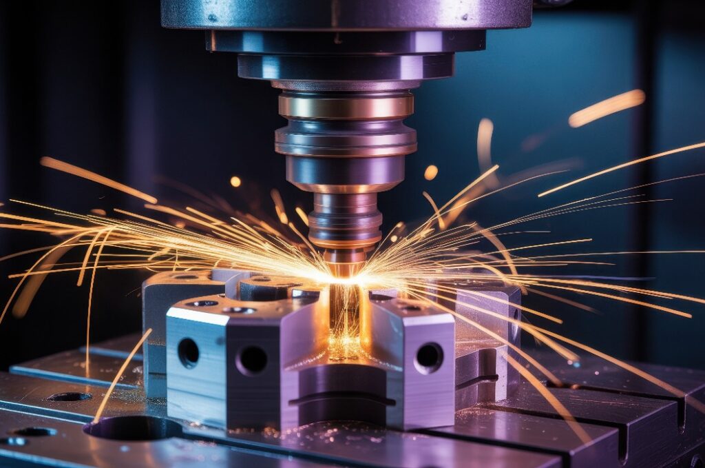 Industrielle CNC-Metallbearbeitung – bei der die Funken sprühen